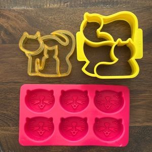 Cat candy/Ice mold & cat Sandwich cutter set 3pcs. Cat Party Birthday! Cat lover